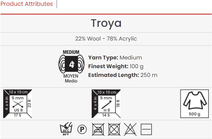 Mezgimo siūlai YarnArt Troya 100g. spalva 2119 kaina ir informacija | Mezgimui | pigu.lt