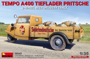 Klijuojamas modelis MiniArt 38045 Tempo A400 Tieflader Pritsche 3-Wheel Beer Delivery Truck 1/35 kaina ir informacija | Klijuojami modeliai | pigu.lt