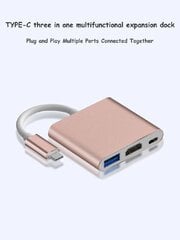 Кабель переходник Type-C-HDMI/Type-C/USB 3.0, Electronics LV-372, 1 шт цена и информация | Адаптеры, USB-разветвители | pigu.lt