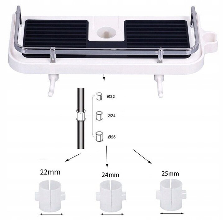 Universali vamzdžių tvirtinimo dušo lentyna - organizatorius su drenažo sistema, Zaxer kaina ir informacija | Vonios kambario aksesuarai | pigu.lt