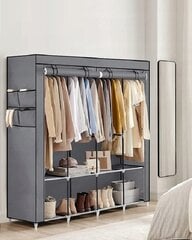 Большой складной тканевый шкаф - серый 170x167x46см, Zaxer цена и информация | Вешалки и мешки для одежды | pigu.lt