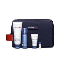 Rinkinys odos priežiūrai Clarins vyrams: prausiklis, 125 ml + drėkinantis balzamas, 50 ml + šampūnas / dušo gelis, 30 ml + skutimosi / barzdos priežiūros aliejus, 3 ml + kosmetinė kaina ir informacija | Veido kremai | pigu.lt