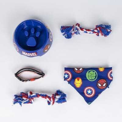 Žaislų ir priežiūros rinkinys šunims Cerda For Fan Pets Captain America Avengers, mėlynas kaina ir informacija | Antkakliai, petnešos šunims | pigu.lt