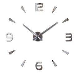 Настенные часы, 80 см. x 120 см, серебристые цена и информация | Часы | pigu.lt