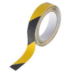 Apsauginė juosta nuo slydimo, 2,5 cm. x 5 cm., juodos ir geltonos spalvos kaina ir informacija | Lipnios plėvelės | pigu.lt