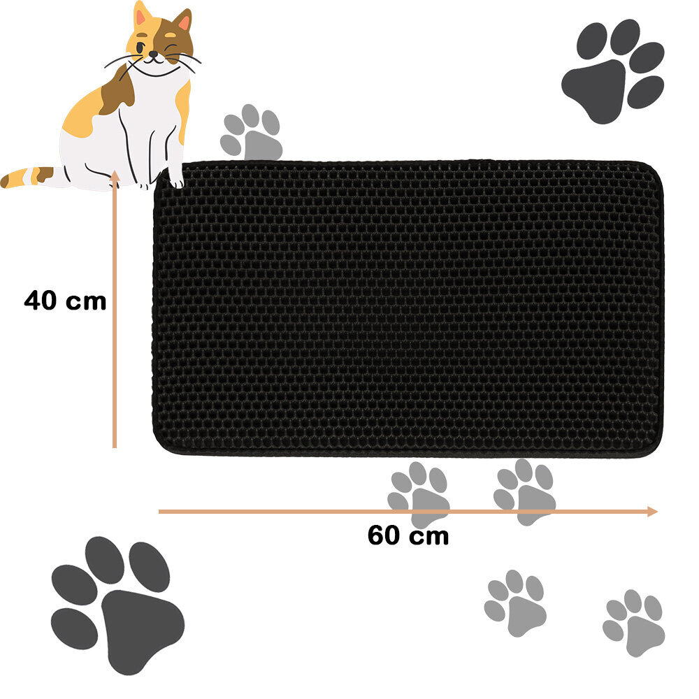 Kačių kraiko kilimėlis, 40x60 cm, juodas цена и информация | Priežiūros priemonės gyvūnams | pigu.lt