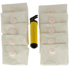 Drabužių vakuuminiai maišai su siurbliu rinkinys, 10 vnt., 50x70 cm kaina ir informacija | Pakabos, maišai drabužiams | pigu.lt