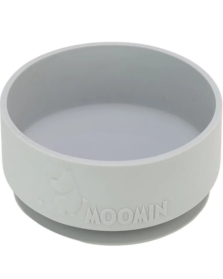 Silikoninis dubenėlis Moomin Silicone, pilkas, 6+ mėn kaina ir informacija | Kūdikių indai, indeliai pienui ir įrankiai | pigu.lt
