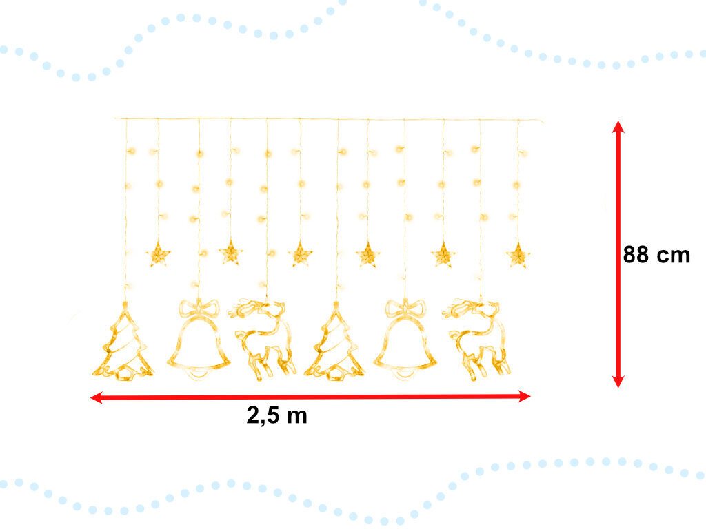 Kalėdinė girlianda 138LED, 2,5 m kaina ir informacija | Girliandos | pigu.lt