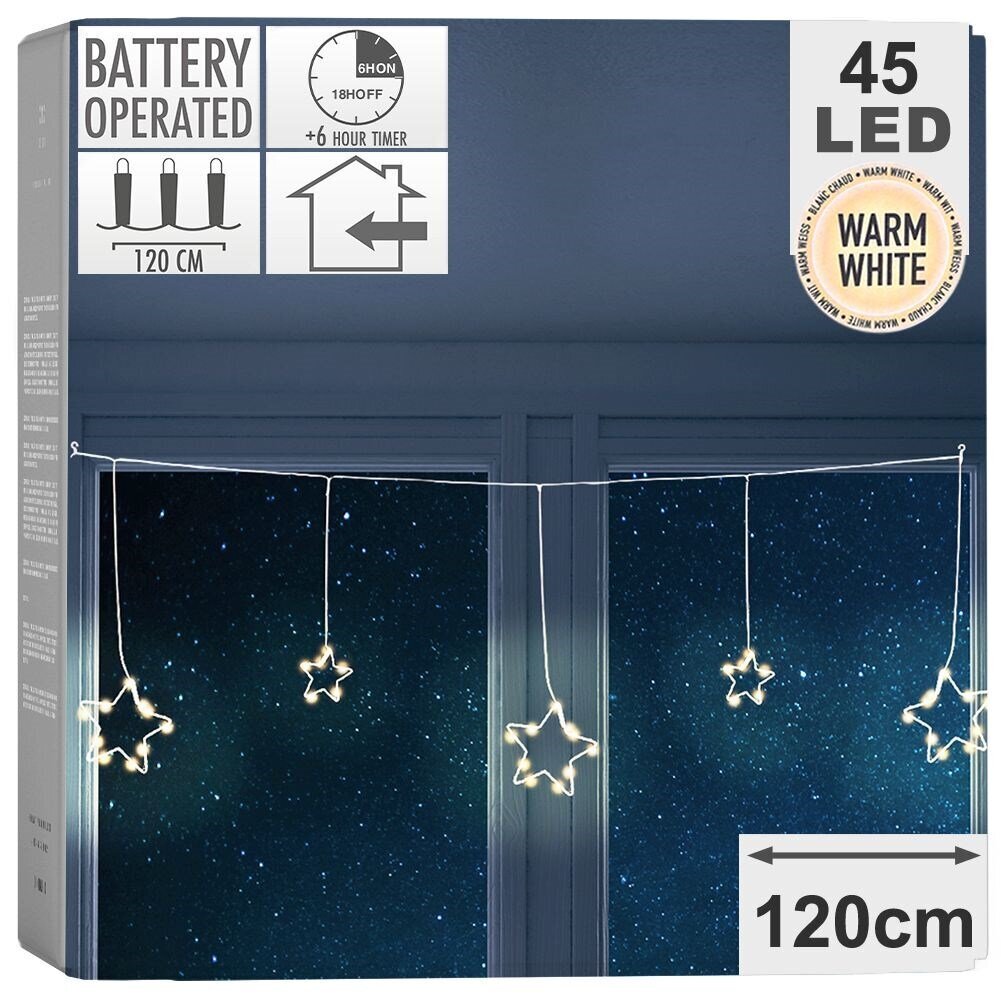 Kalėdinė girlianda Žvaigždės, 45 LED, 1.2 m kaina ir informacija | Girliandos | pigu.lt