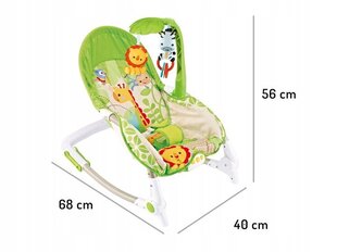 Кресло-качалка, 2 в 1 с вибрацией, звуком, регулировкой, Ecotoys, зеленый цена и информация | Шезлонги и качели | pigu.lt