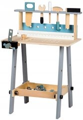 Деревянный стол для мастерской с инструментами Ecotoys, 32 детали цена и информация | Игрушки для мальчиков | pigu.lt