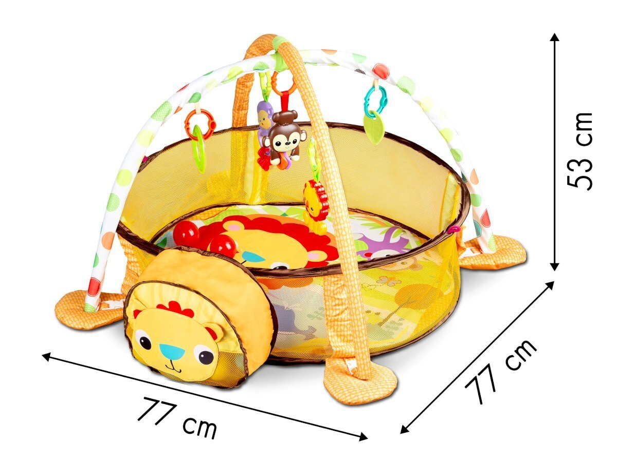 Edukacinis kilimėlis Liūtas su kamuoliukais Ecotoys, geltonas, 0+ kaina ir informacija | Lavinimo kilimėliai | pigu.lt