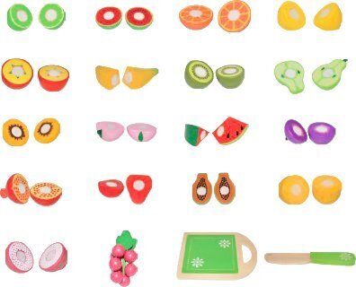 Mediniai pjaustomi vaisiai Ecotoys, 20 d. kaina ir informacija | Žaislai mergaitėms | pigu.lt
