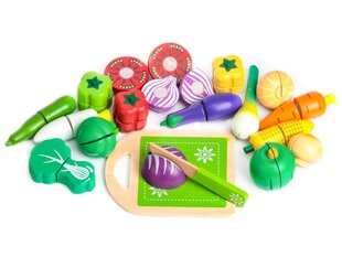 Нарезанные игрушечные овощи Ecotoys, 20 шт. цена и информация | Игрушки для девочек | pigu.lt