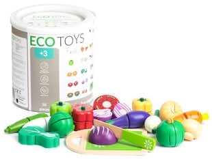 Нарезанные игрушечные овощи Ecotoys, 20 шт. цена и информация | Игрушки для девочек | pigu.lt