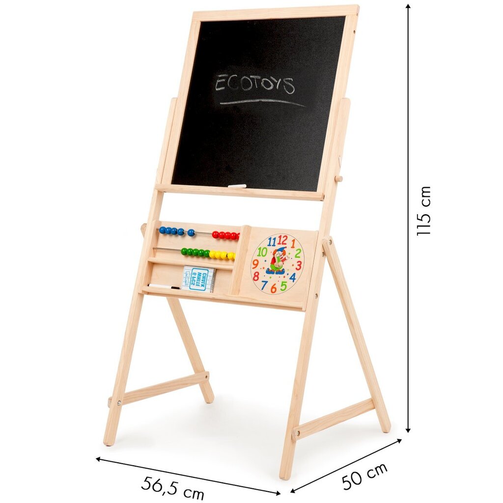 Dvipusė medinė edukacinė lenta 2in1 Ecotoys цена и информация | Lavinamieji žaislai | pigu.lt