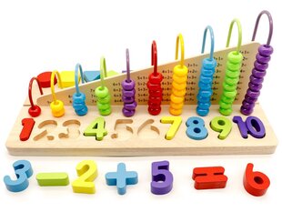 Vaikiškas skaičiuotuvas su mediniais skaičiais Ecotoys kaina ir informacija | Lavinamieji žaislai | pigu.lt