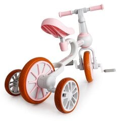 Балансировочный велосипед 4в1 с педалями и боковыми колесами, розовый цена и информация | Трехколесные велосипеды | pigu.lt
