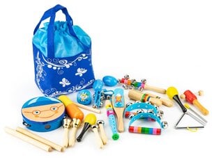 Medinių muzikos instrumentų rinkinys Ecotoys su krepšiu, 16 d. kaina ir informacija | Lavinamieji žaislai | pigu.lt