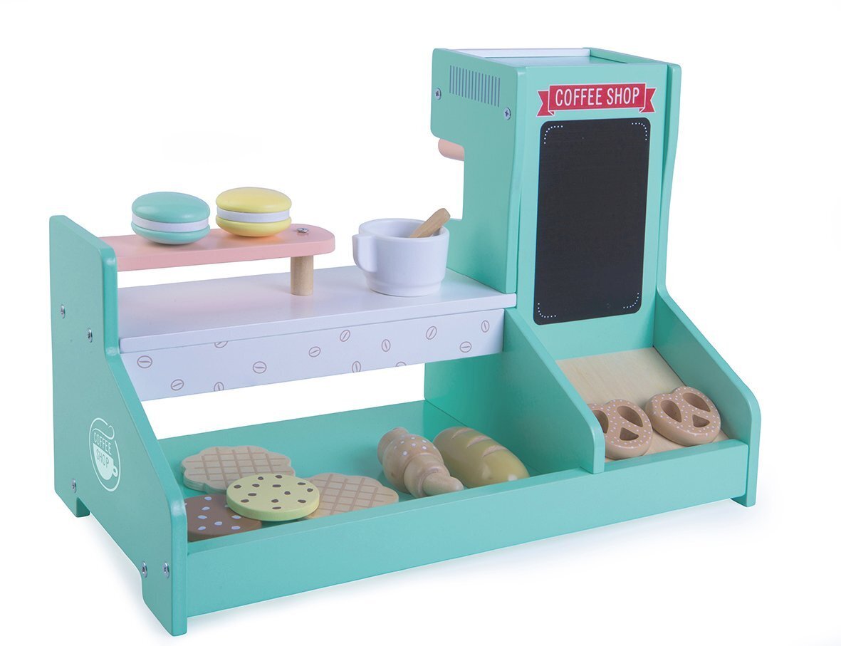 Žaislinė medinė kavinė Ecotoys цена и информация | Žaislai mergaitėms | pigu.lt