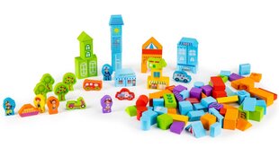 Medinės kaladėlės Ecotoys Miestas, 100 d. kaina ir informacija | Žaislai kūdikiams | pigu.lt