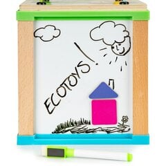 Деревянный развивающий кубик с доской для рисования Ecotoys цена и информация | Развивающие игрушки | pigu.lt