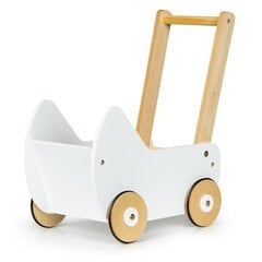 Деревянная тележка для кукол Walker II Ecotoys, белая цена и информация | Игрушки для девочек | pigu.lt