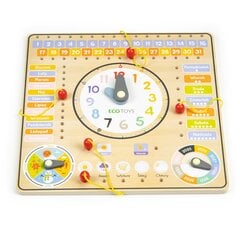 Medinė edukacinė lenta su kalendoriumi ir laikrodžiu Ecotoys kaina ir informacija | Lavinamieji žaislai | pigu.lt