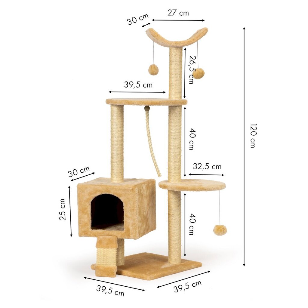 Dviaukštė kačių draskyklė ModernHome, 120 cm kaina ir informacija | Draskyklės | pigu.lt