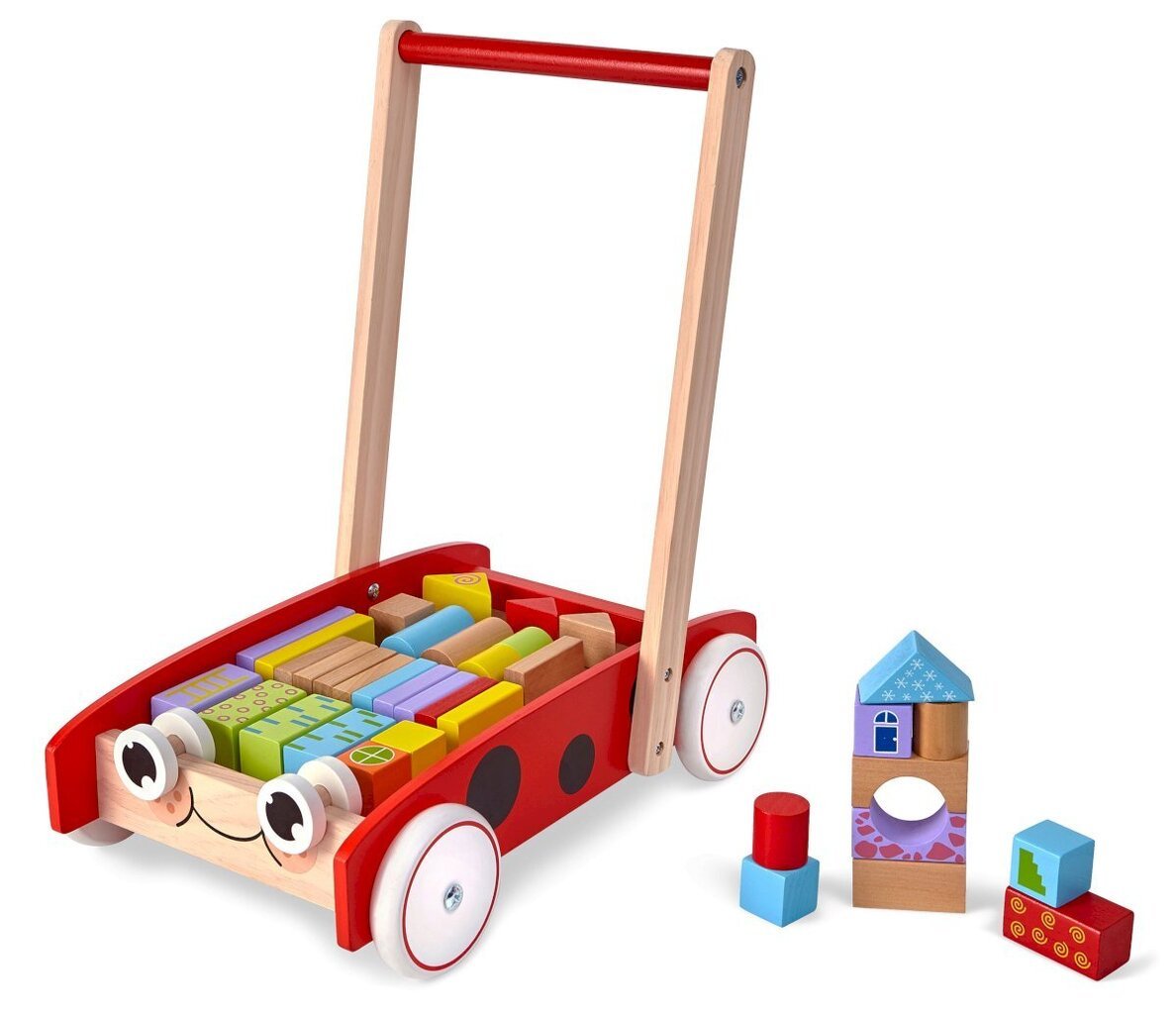 Medinis vežimėlis su kaldėlėm Ecotoys цена и информация | Žaislai kūdikiams | pigu.lt