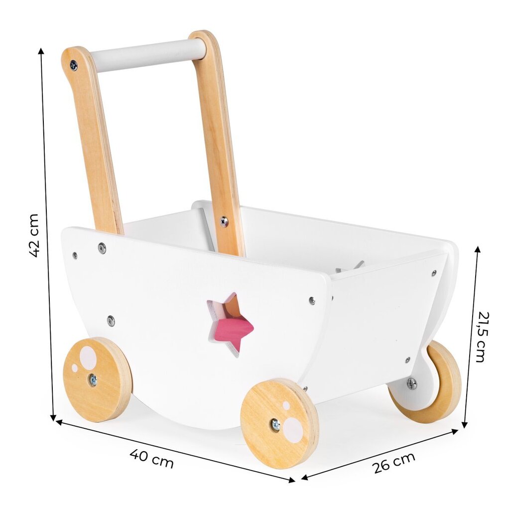 Medinis lėlių vežimėlis Ecotoys 2in1 цена и информация | Žaislai mergaitėms | pigu.lt