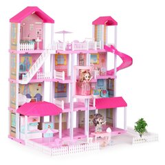 Lėlių namelis su priedais ir LED apšvietimu Multistore, rožinis, 395 d. kaina ir informacija | Žaislai mergaitėms | pigu.lt