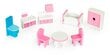 Didelis medinis lėlių namelis su baldais Ecotoys, rožinis, 60x24x70cm kaina ir informacija | Žaislai mergaitėms | pigu.lt