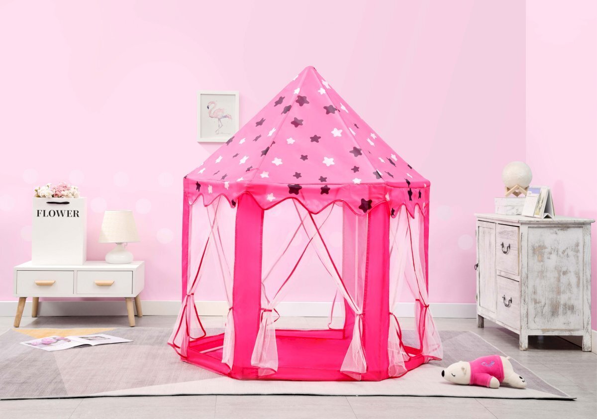 Vaikiška palapinė - princesės pilis Iplay, rožinė kaina ir informacija | Vaikų žaidimų nameliai | pigu.lt
