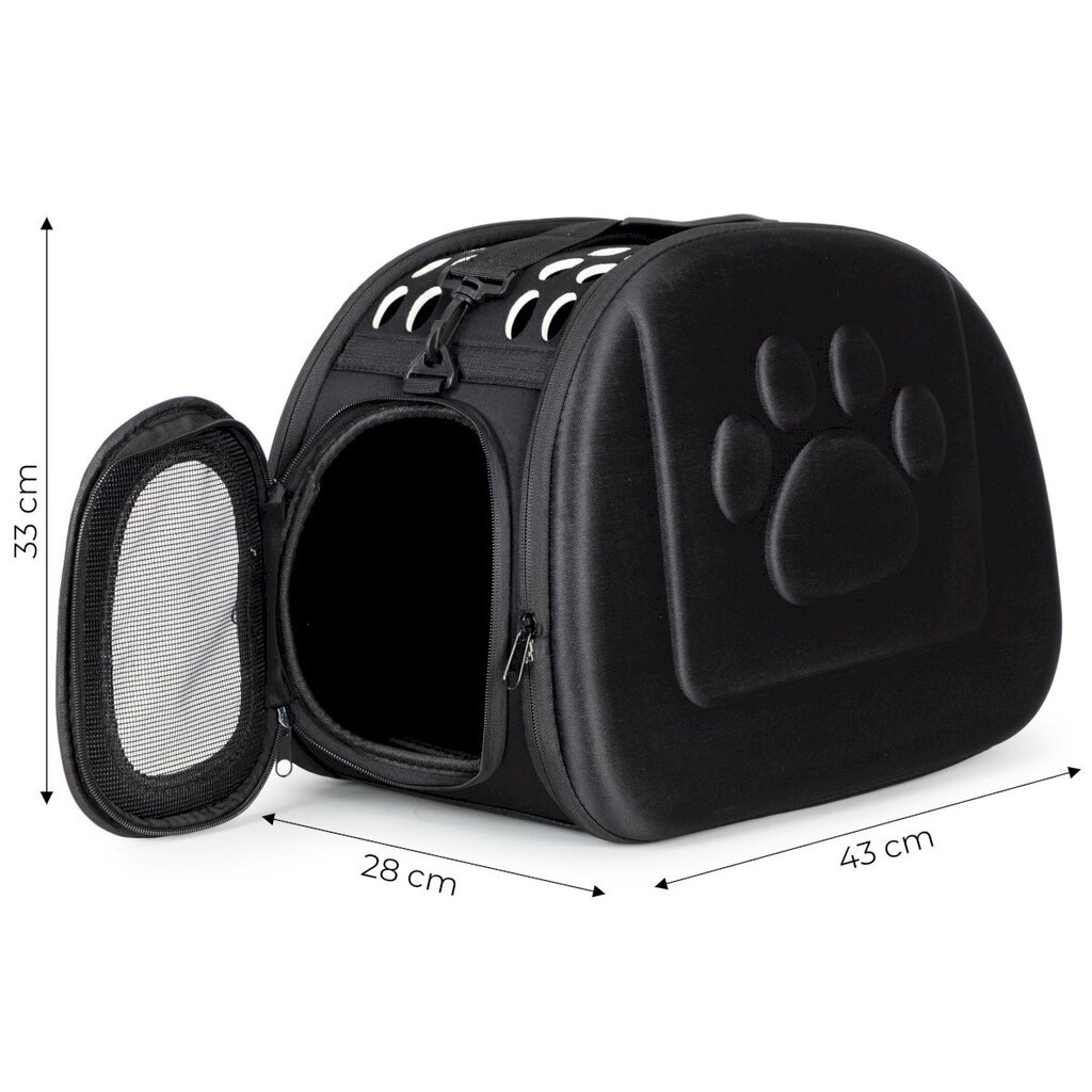 Šunų ir kačių kelioninis krepšys Petsi, juodas kaina ir informacija | Transportavimo narvai, krepšiai | pigu.lt