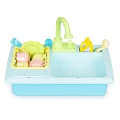 Žaislinė virtuvės kriauklė su čiaupu, 12 d., mėlyna kaina ir informacija | Žaislai mergaitėms | pigu.lt