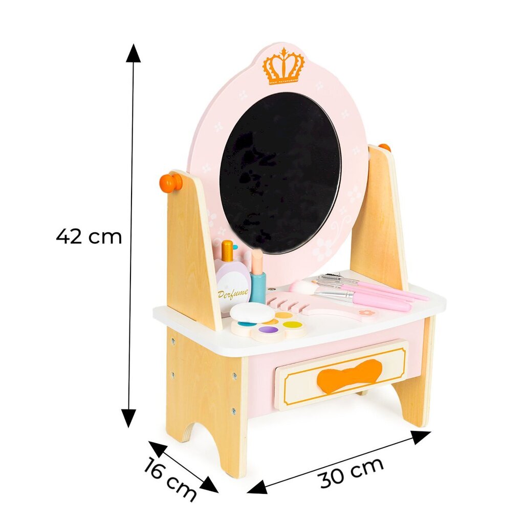 Medinis vaikiškas tualetinis staliukas su priedais kaina ir informacija | Žaislai mergaitėms | pigu.lt
