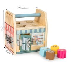 Деревянный обучающий кубик, сортировочный кубик с четырьмя замками цена и информация | Развивающие игрушки | pigu.lt
