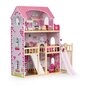 Medinis lėlių namelis su terasa ir čiuožykla Ecotoys, rožinis, 18 d. kaina ir informacija | Žaislai mergaitėms | pigu.lt