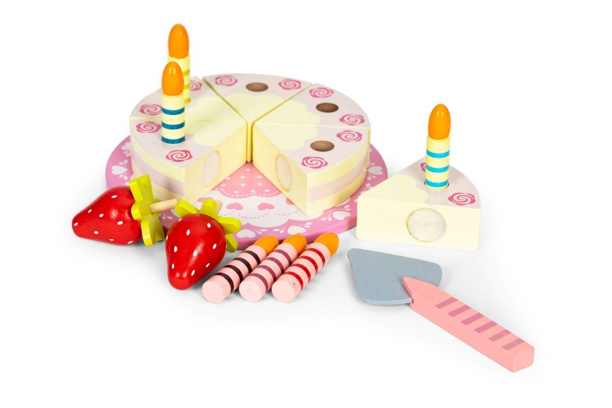 Žaislinis medinis tortas Ecotoys, 16 d. kaina ir informacija | Žaislai mergaitėms | pigu.lt