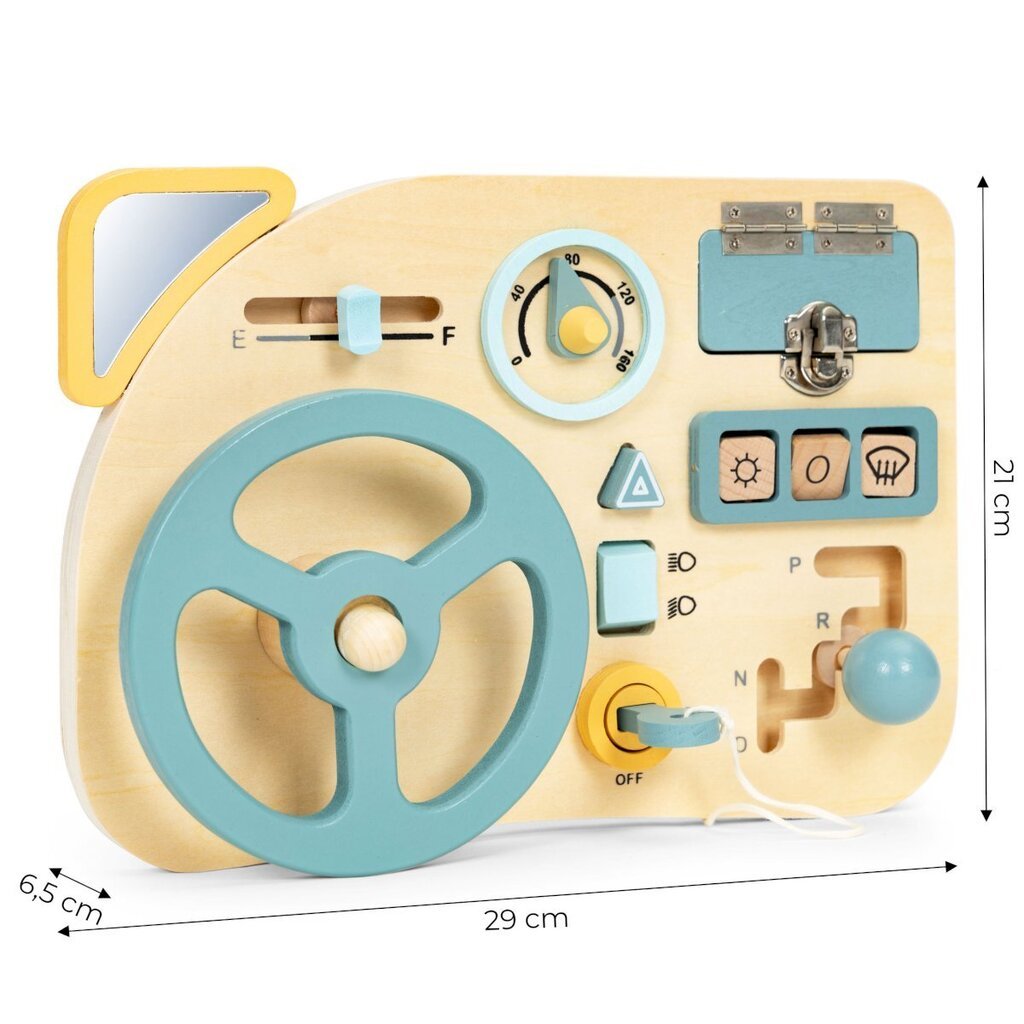 Medinė edukacinė lenta vaikams automobilio vairas Ecotoys kaina ir informacija | Lavinamieji žaislai | pigu.lt