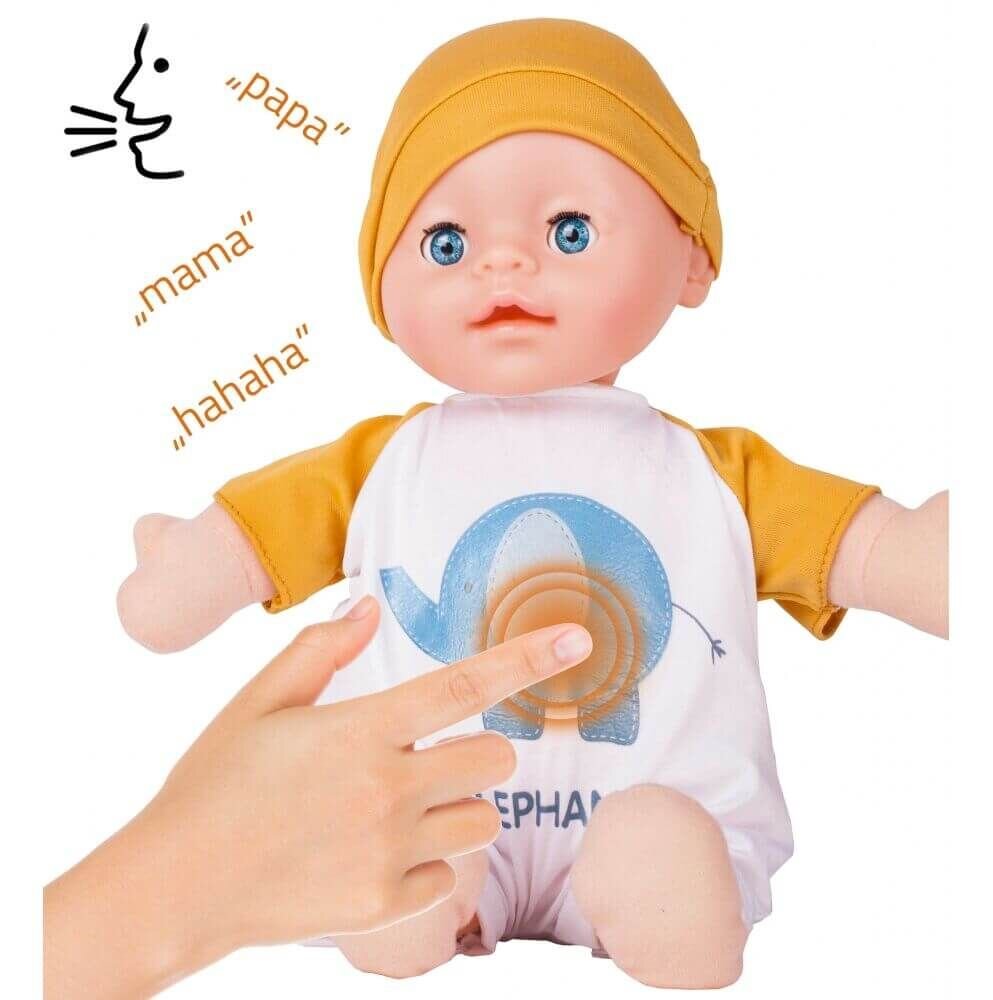 Minkšta lėlė kūdikis su garsais, 30 cm kaina ir informacija | Minkšti (pliušiniai) žaislai | pigu.lt