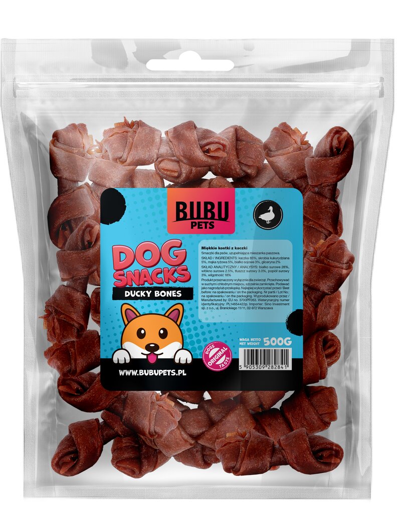 Bubu Pets Duck knotts antienos mėsos kauliukai, 500g kaina ir informacija | Skanėstai šunims | pigu.lt