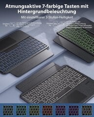 Doohoeek Qwertz для iPad 10.2 дюйма (9/8th/7th Gen), iPad Air (3rd Gen), iPad Pro 10.5, Bluetooth беспроводная клавиатура фолиант с трекпадом и подсветкой и 130° регулируемая подставка цена и информация | Чехлы для планшетов и электронных книг | pigu.lt