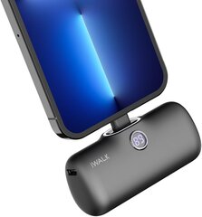 iWalk Powerbank 4800 мАч, ультракомпактный миниатюрный внешний аккумулятор, совместимый с iPhone 14 Pro Max/14 Pro/14 Plus/14/13/12/11/XR/8/7/6s, черный цена и информация | Зарядные устройства Power bank | pigu.lt