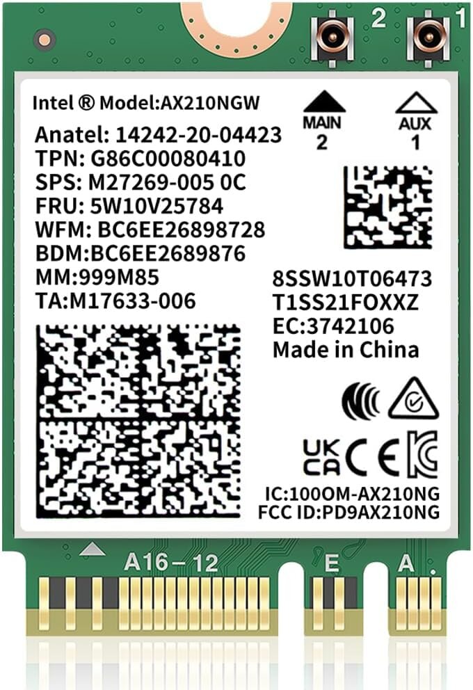 SYONCON AX210NGW "Wi-Fi" kortelė, "Wi-Fi 6E 11AX" belaidžio ryšio modulis Išplėsti iki 6 GHz MU-MIMO trijuose dažniuose su "Bluetooth 5.2 kaina ir informacija | Valdikliai | pigu.lt