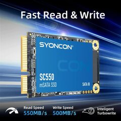 Syoncon SC550 mSATA SSD 1TB TLC 3D Nand Flash Sata III 6Gb/s kaina ir informacija | Vidiniai kietieji diskai (HDD, SSD, Hybrid) | pigu.lt