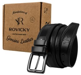 Мужской кожаный ремень Rovicky, черный цена и информация | Мужские ремни | pigu.lt