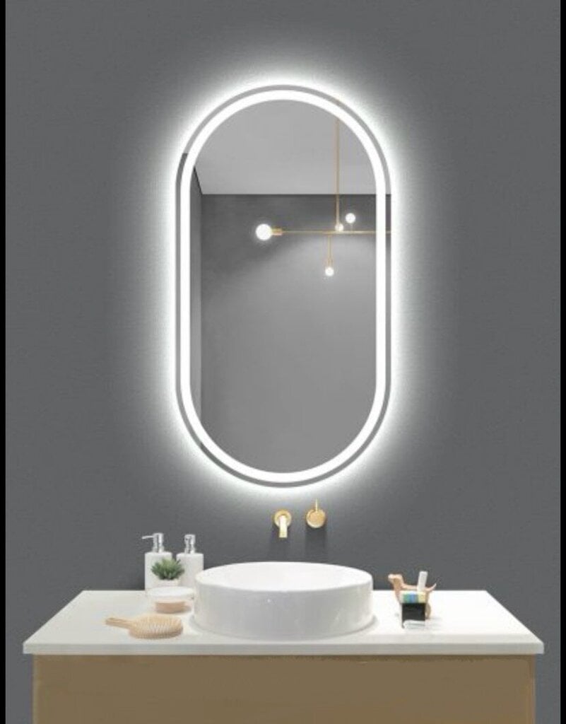 LED sieninis veidrodis Rock, sidabrinis kaina ir informacija | Vonios veidrodžiai | pigu.lt